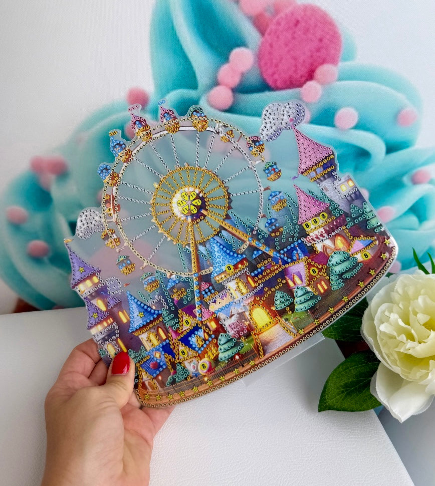 Diamond Painting XMAS Aufsteller "Weihnachtsdorf mit Riesenrad" 23x24cm (AH211)