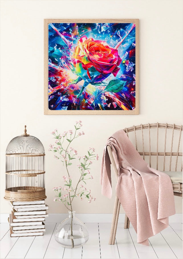 Diamond Painting Bild "Kristall-Rose" von AI-Artist Sandrietta_ai 50x50cm TSS-297