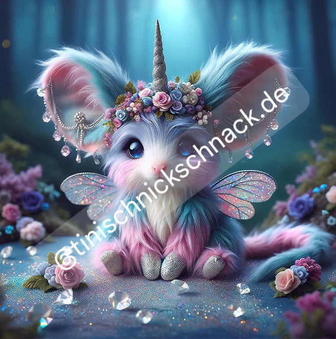 Diamond Painting Bild "Fairy Mouse" von AI-Artist Sandrietta_ai 50x50cm (inkl. Fairy Dust)