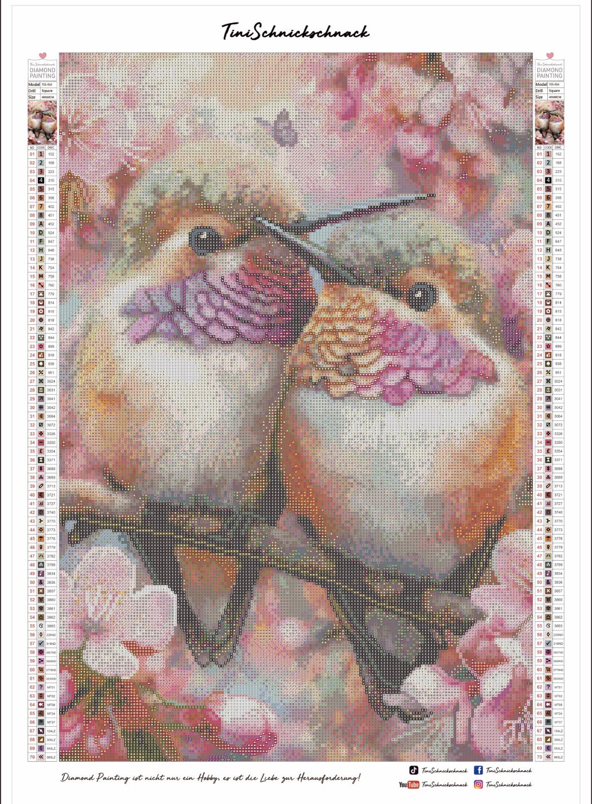 Diamond Painting Bild "Love Birds" von AI-Artist CleoDora (inkl. Feenstaub) 40x60cm TSS-914