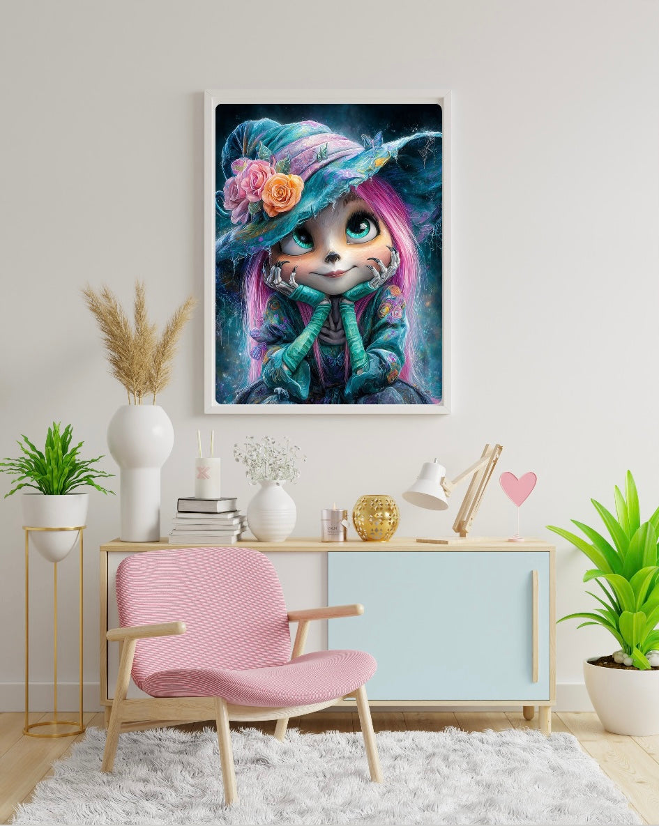 Diamond Painting Bild Hexe "Livi" von AI-Artist Sandrietta_ai (inkl. Feenstaub) 50x70cm TSS-707