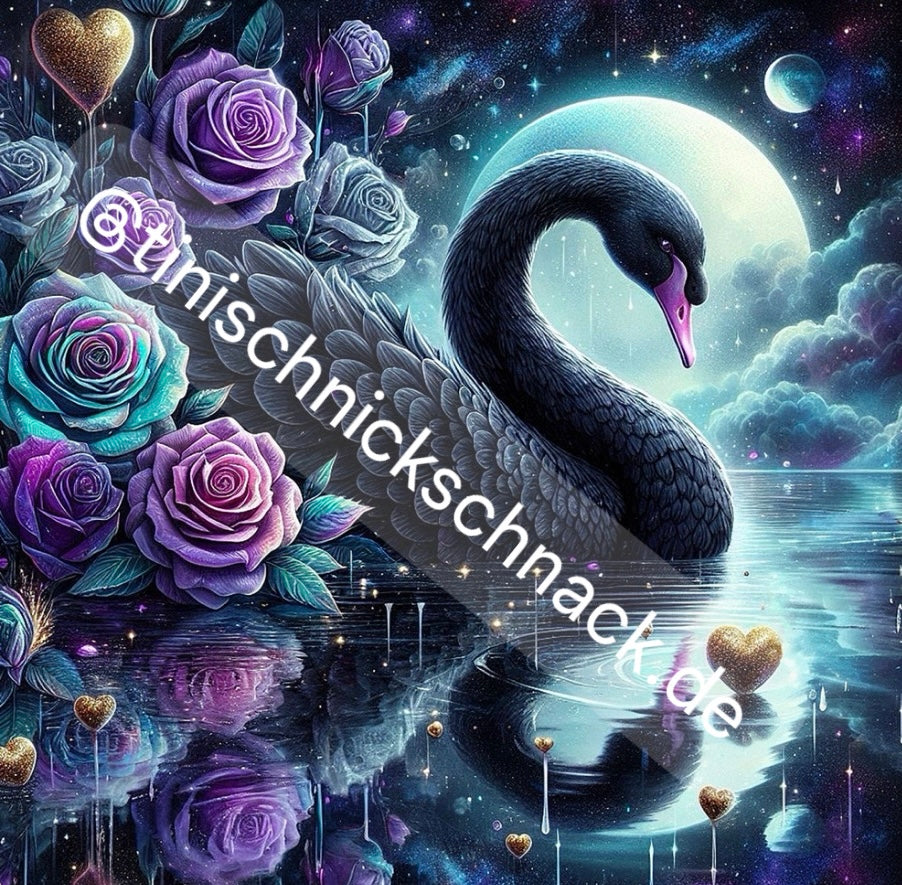 Diamond Painting Bild "Black Swan" von AI-Artist Sandrietta_ai (Sondersteine Special) 60x60cm TSS-582