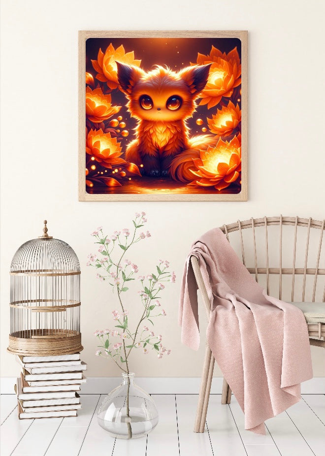 Diamond Painting Bild "Feuerfuchs" von AI-Artist Sandrietta_ai 50x50cm (2.WAHL)