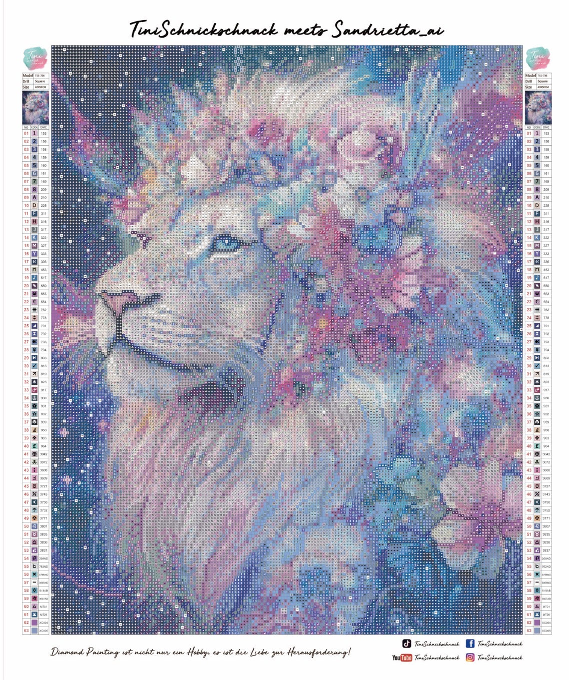 Diamond Painting Bild "Leo Galactica" von AI-Artist Sandrietta_ai (inkl. Feenstaub) 40x50cm TSS-736