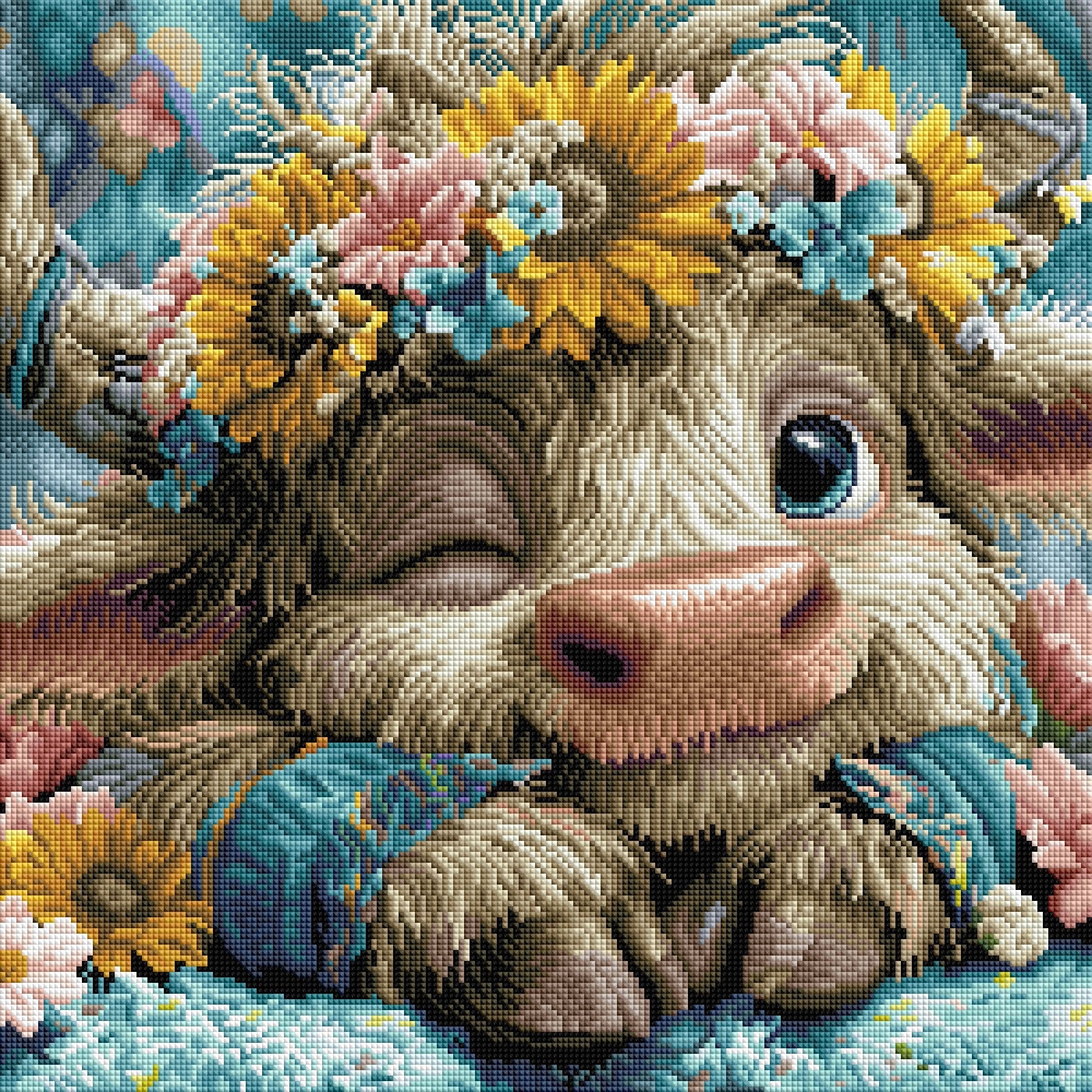 Diamond Painting Bild "Verspielte Liesel" von AI-Artist Sandrietta_ai (inkl. Feenstaub) 50x50cm TSS-739