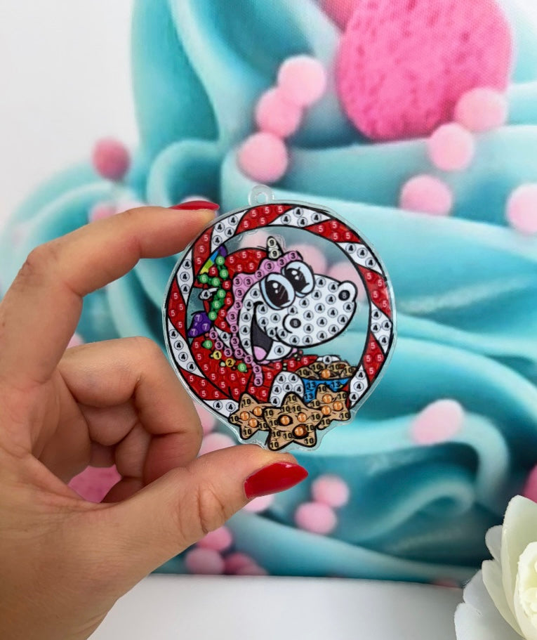 Diamond Painting XMAS Schlüsselanhänger Pummeleinhorn "Weihnachtsfreude" 6Stück (AH105)