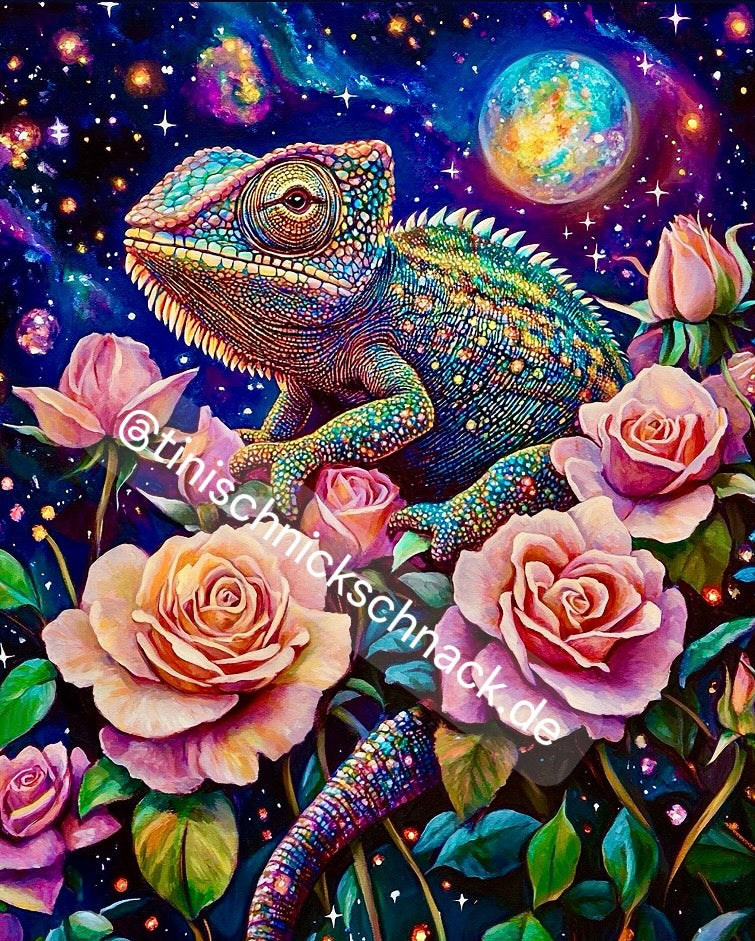 Diamond Painting XL Bild "Chamäleon" von AI-Artist Sandrietta_ai 60x80cm (Sondersteine-Special) TSS-574