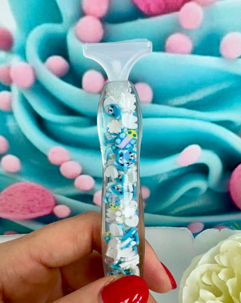 Diamond Painting Harz Ergo-Stift "Bärchen-Mix" Konfetti blau/weiß (E4)