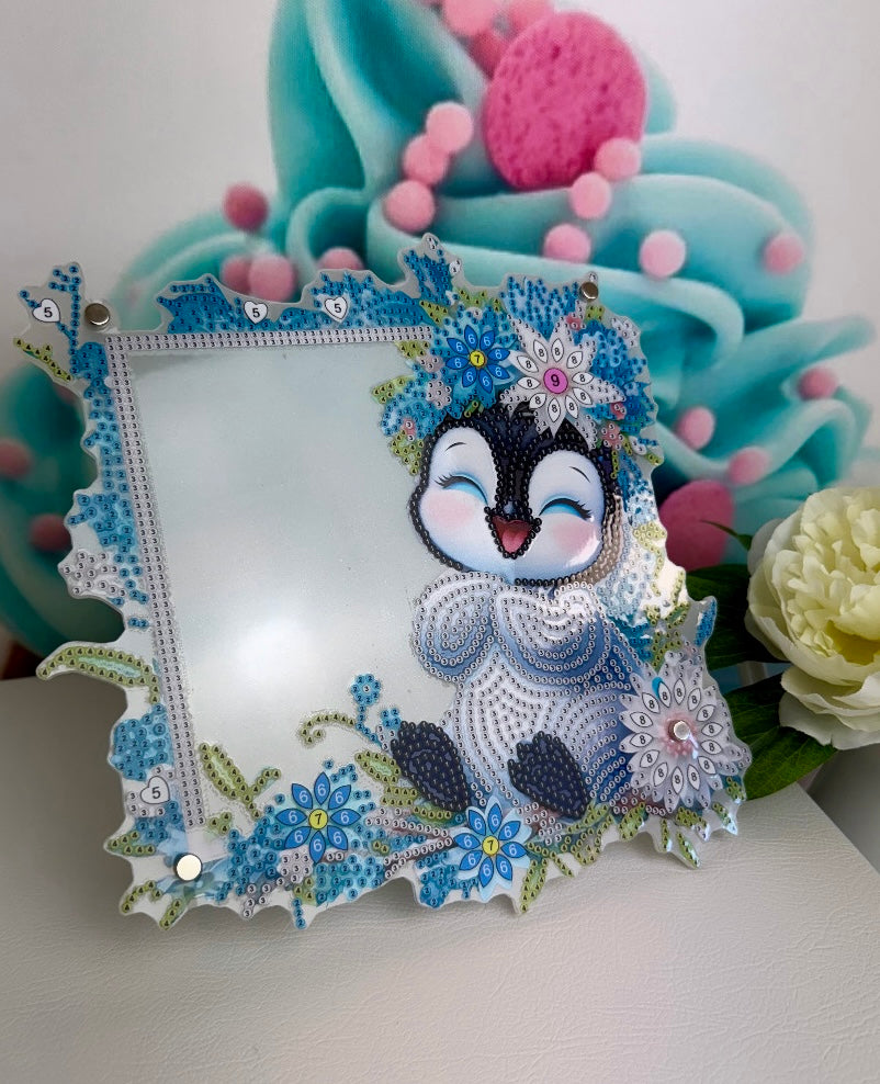 Diamond Painting Bilderrahmen "Pinguin" 24x25cm