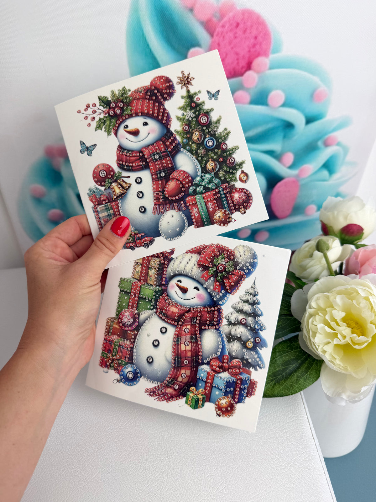 Diamond Painting XMAS Grußkarten "Schneemann Grüße" (K078)