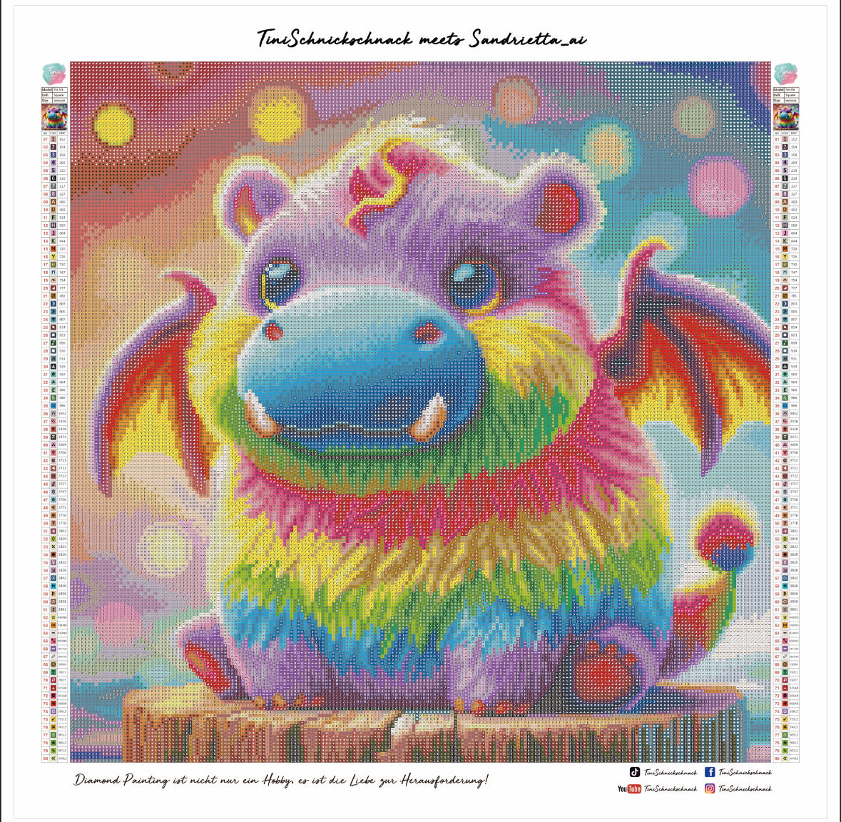 Diamond Painting Bild Knuffelmonster "Hugo" von AI-Artist Sandrietta_ai (Sondersteine-Special) 50x50cm TSS-578