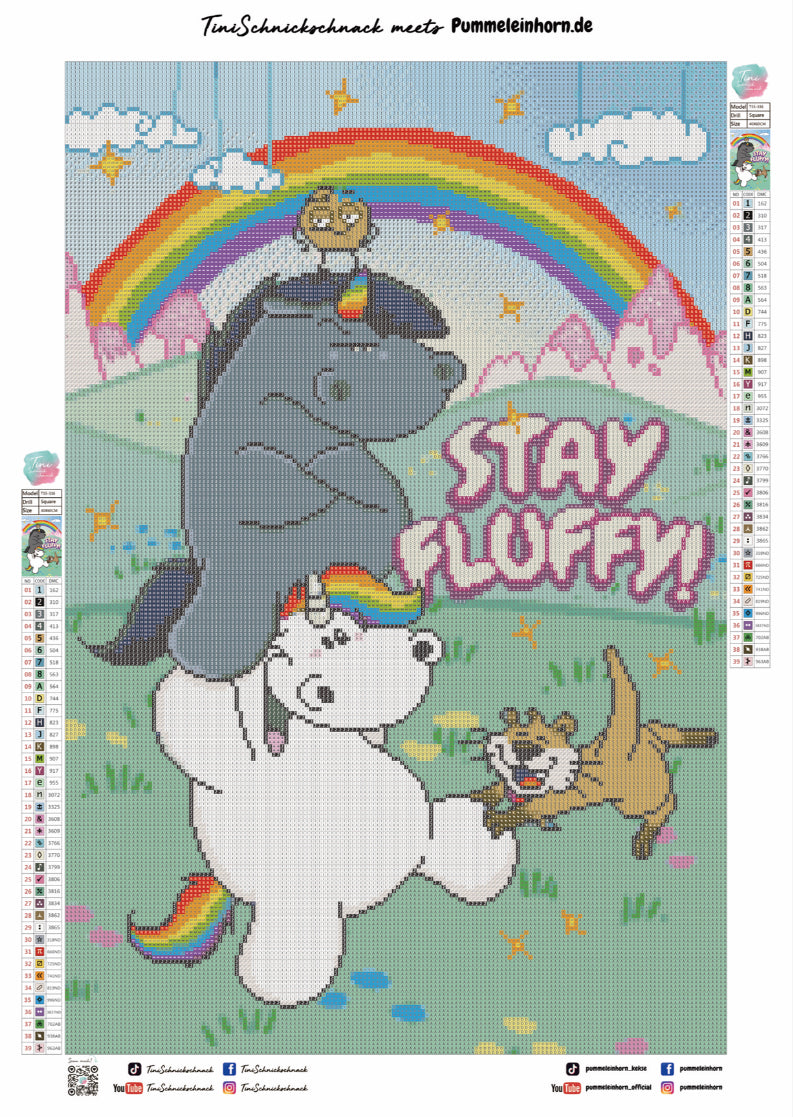 Diamond Painting Bild "Stay Fluffy" von Pummeleinhorn 40x60cm (inkl. Fairy Dust)