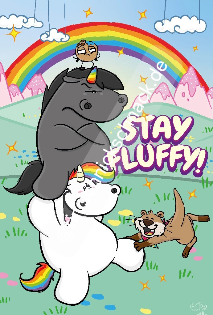 Diamond Painting Bild "Stay Fluffy" von Pummeleinhorn 40x60cm (inkl. Fairy Dust)
