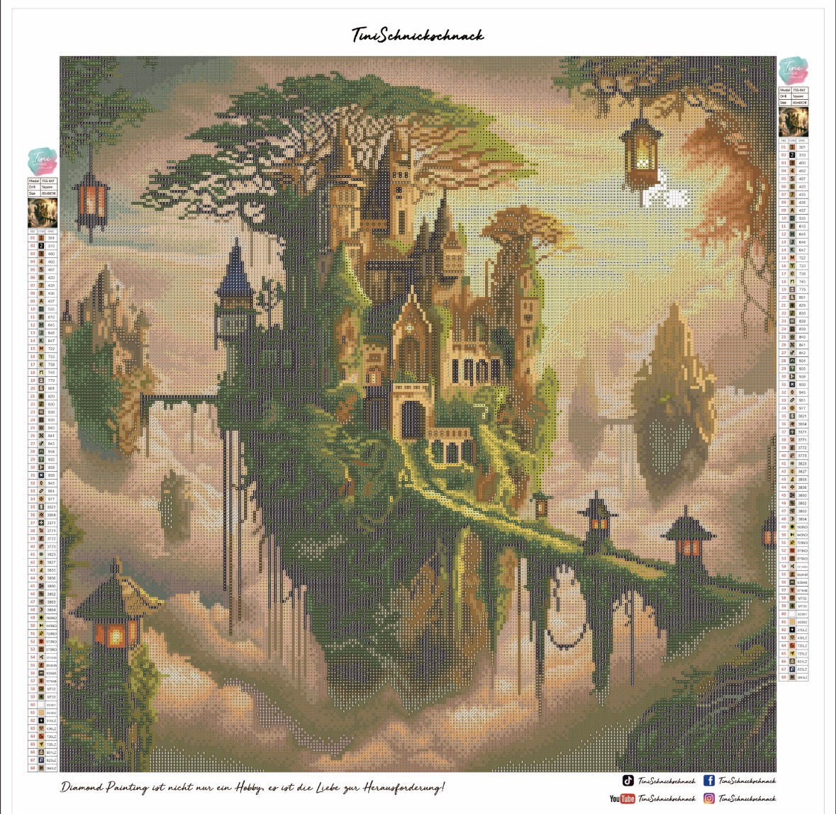 Diamond Painting Bild "Das schwebende Königreich" von TiniSchnickschnack 60x60cm (Sondersteine-Special) TSS-847 (M03)