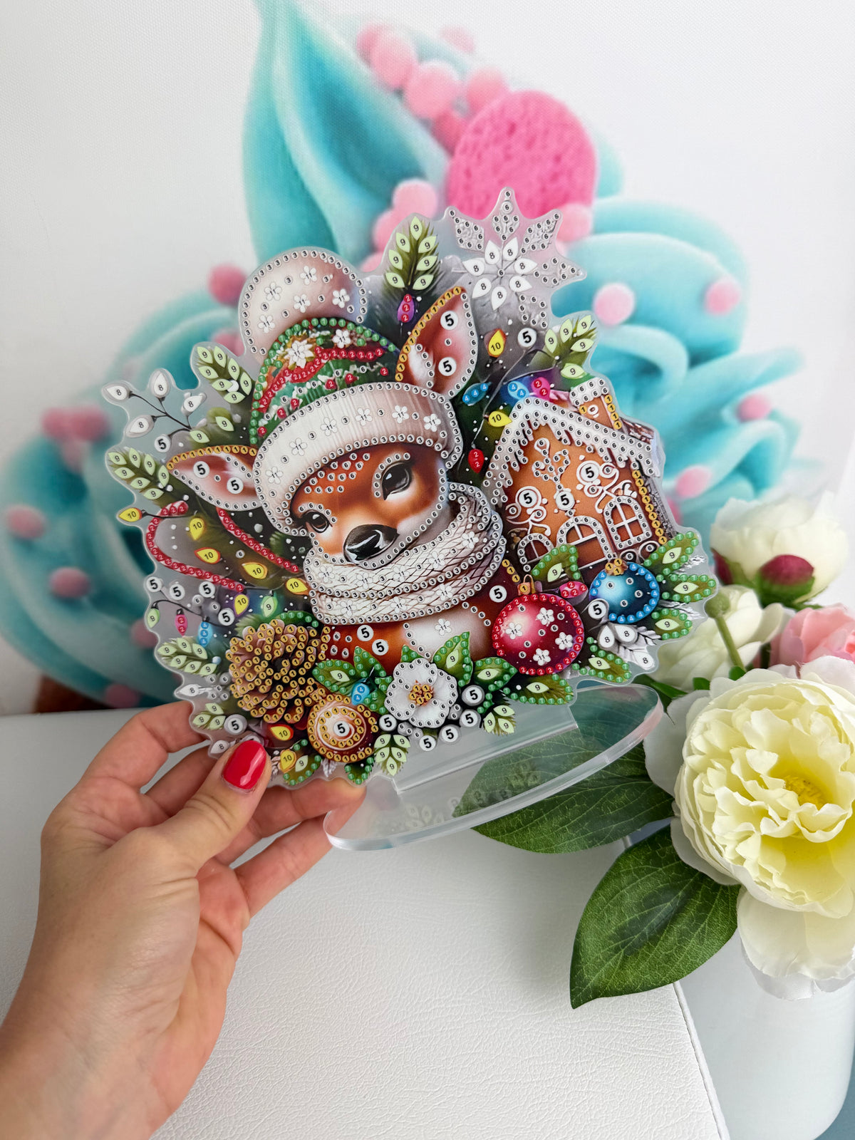Diamond Painting XMAS Aufsteller "Winterrehkitz" 19x20cm (AH917)