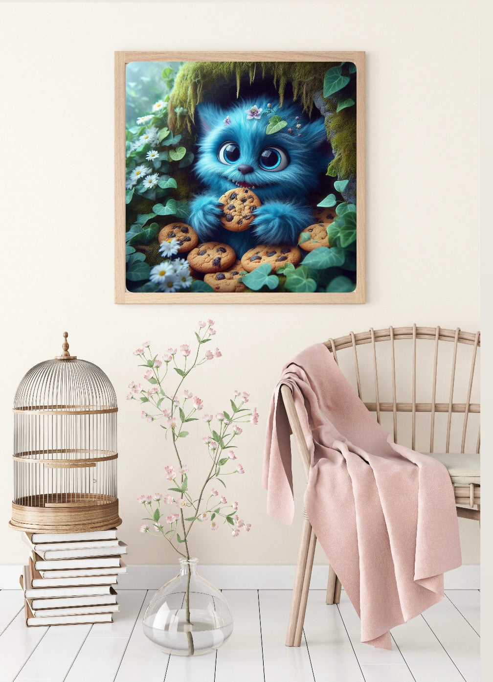 Diamond Painting Bild Waldmonster "Flix Plätzchenschnute" von AI-Artist Sandrietta.ai 50x50cm (inkl. Fairy Dust)