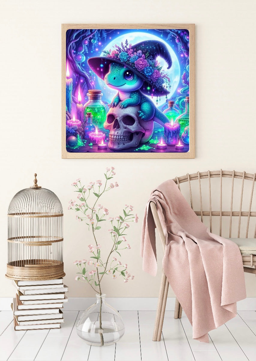 Diamond Painting Bild Halloween "Süße Gruselnacht" von AI-Artist Sandrietta_ai (inkl. Glow in the Dark Steine) 50x50cm TSS-579