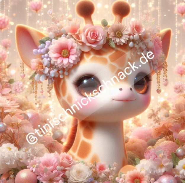 Diamond Painting Bild "Giraffe Moni" von AI-Artist Lexxy.ai 50x50cm (inkl. Fairy Dust) TSS-371