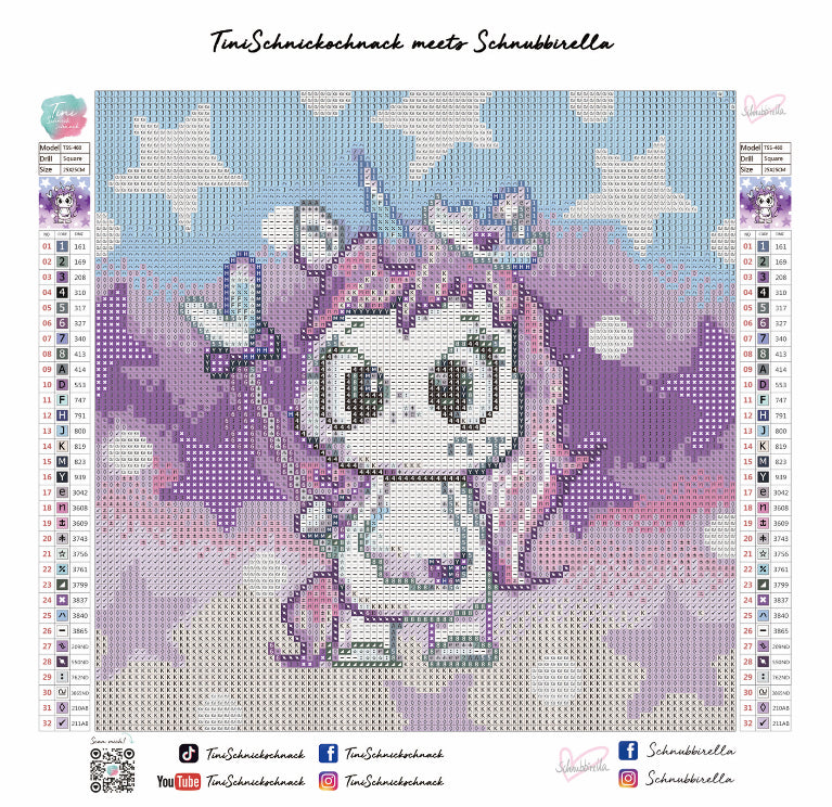 Diamond Painting Bild Schnubbi "White Unicorn" von Schnubbirella 25x25cm (inkl. Fairy Dust) TSS-460
