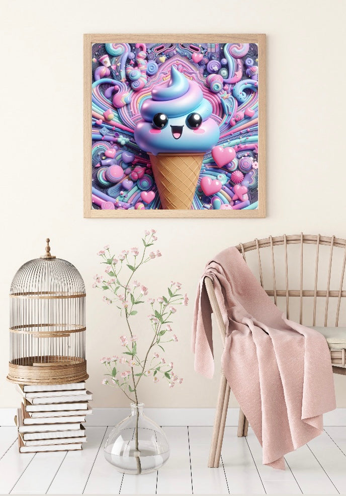 Diamond Painting Bild "Happy Icecream " von AI-Artist Bex.ai 50x50cm