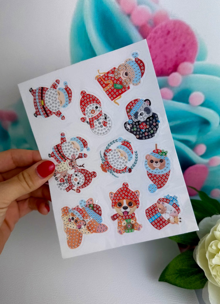 Diamond Painting XMAS Sticker "Weihnachtsbande" 20 Stück