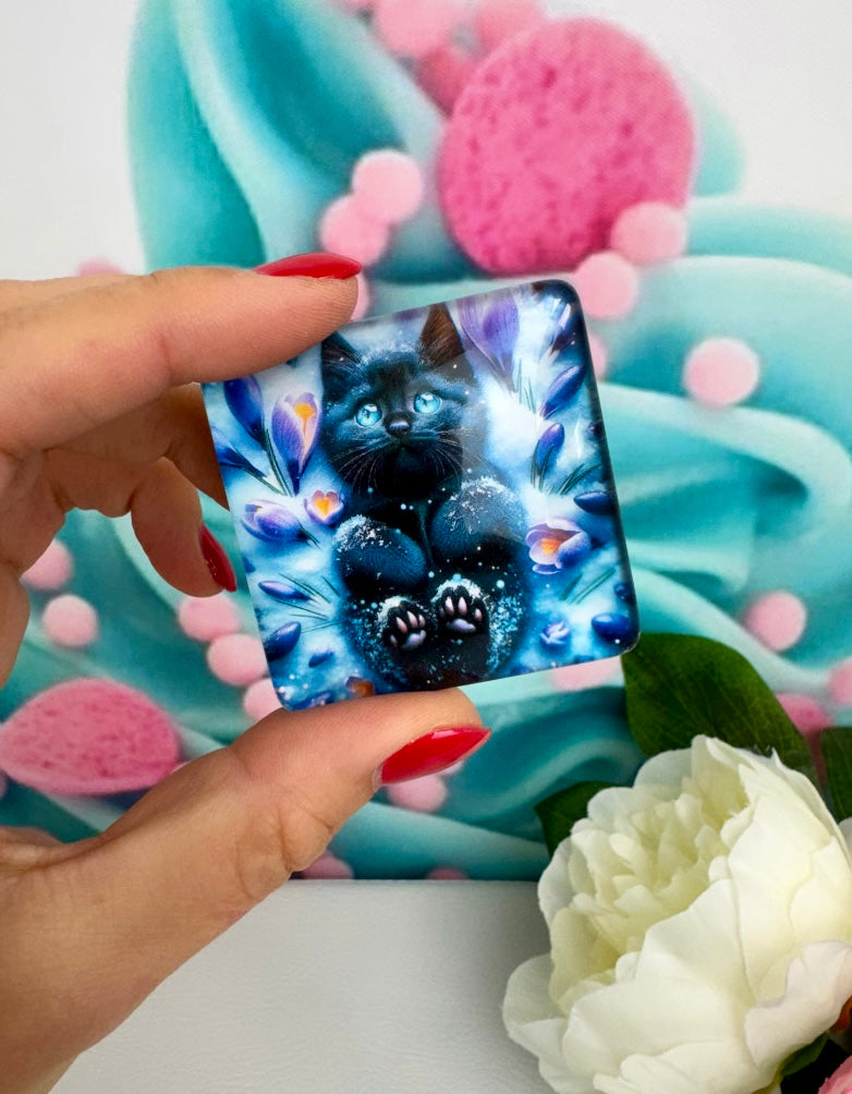 Diamond Painting Cover Minder Katze "Pfötchen im Schneegarten" (CM)