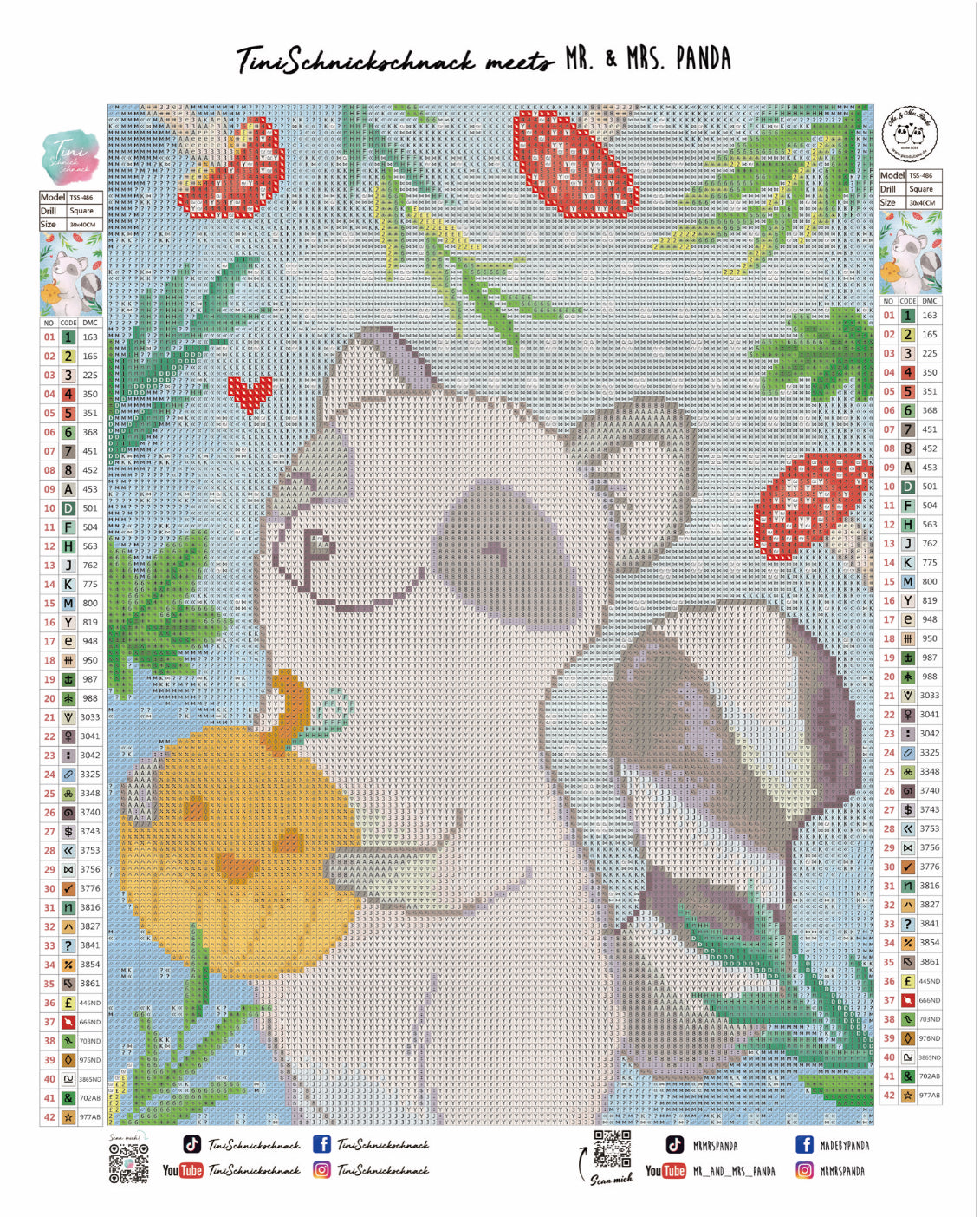 Diamond Painting Bild "Waschbär" 30x40cm TiniSchnickschnack meets Mr. & Mrs. Panda TSS-486