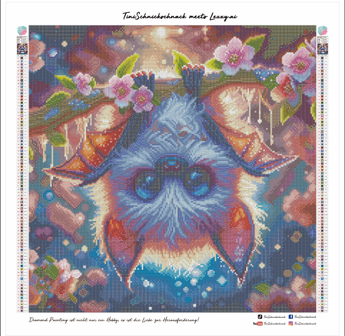 Diamond Painting Bild Fledermaus „Linus" von AI-Artist Lexxy.ai 50x50cm (inkl. Feenstaub) TSS-558