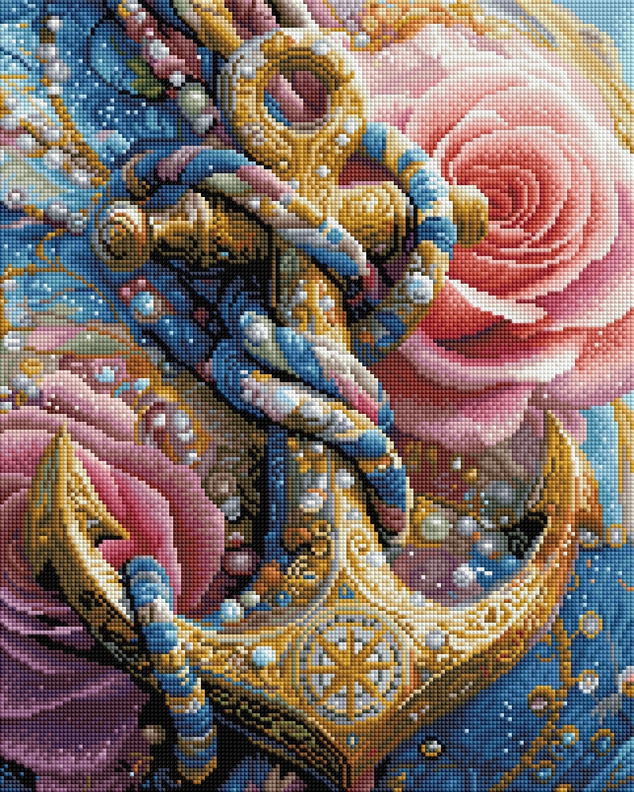VORVERKAUF! Diamond Painting Bild "Rosenanker" von AI-Artist Sandrietta_ai (Sondersteine Special) 40x50cm TSS-803