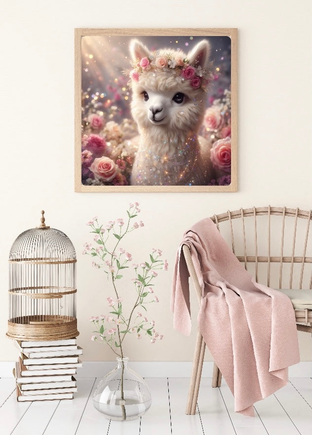 Diamond Painting Bild Alpaka "Nelly" von AI-Artist Lexxy.ai 50x50cm (inkl. Fairy Dust)