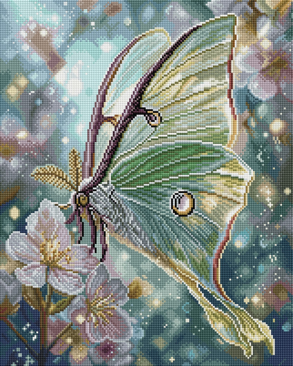Diamond Painting Bild "Luna Moth - Mondfalter" von AI-Artist Sandrietta_ai (inkl. Feenstaub) 40x50cm TSS-899