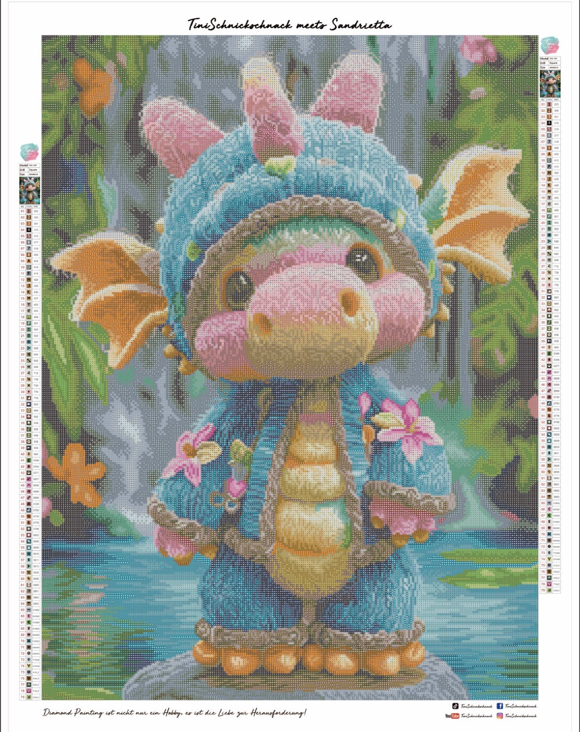 Diamond Painting XL Bild "Drache Tauri" von AI-Artist Sandrietta_ai (inkl. Feenstaub) 60x80cm TSS-747