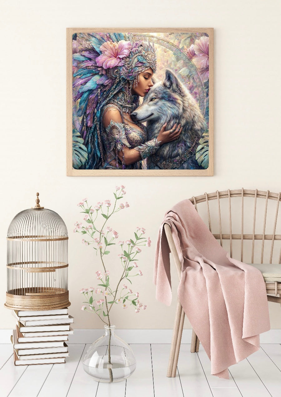 Diamond Painting Bild "Königin der Wildnis" von AI-Artist Sandrietta_ai 60x60cm (inkl. Feenstaub) TSS-780