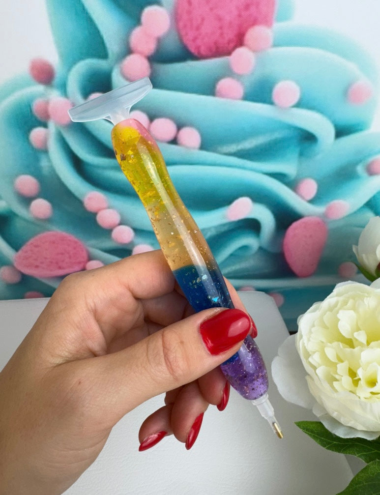 Diamond Painting Harz Ergo-Stift "Farbexplosion" Farbverlauf gelb/lila (E5)