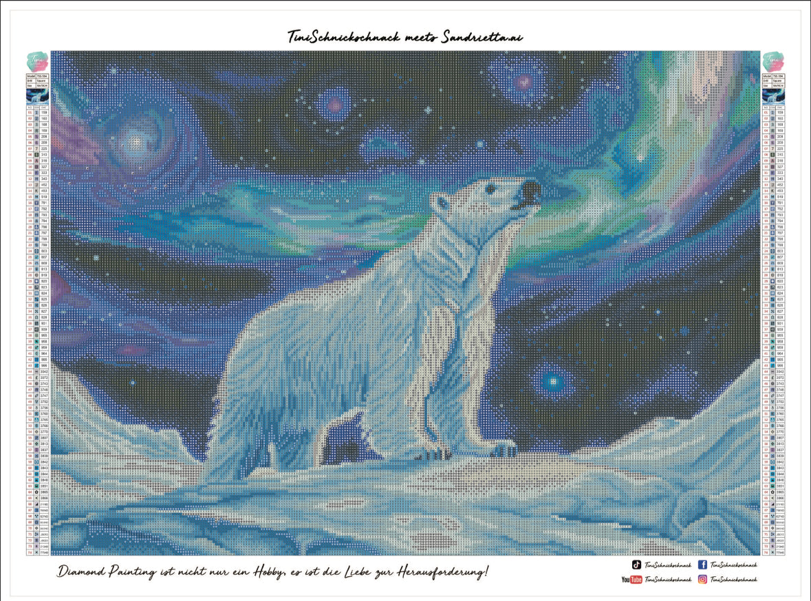 Diamond Painting Bild "Eisbär im Polarlicht" von AI-Artist Sandrietta_ai (inkl. Feenstaub) 50x70cm TSS-594