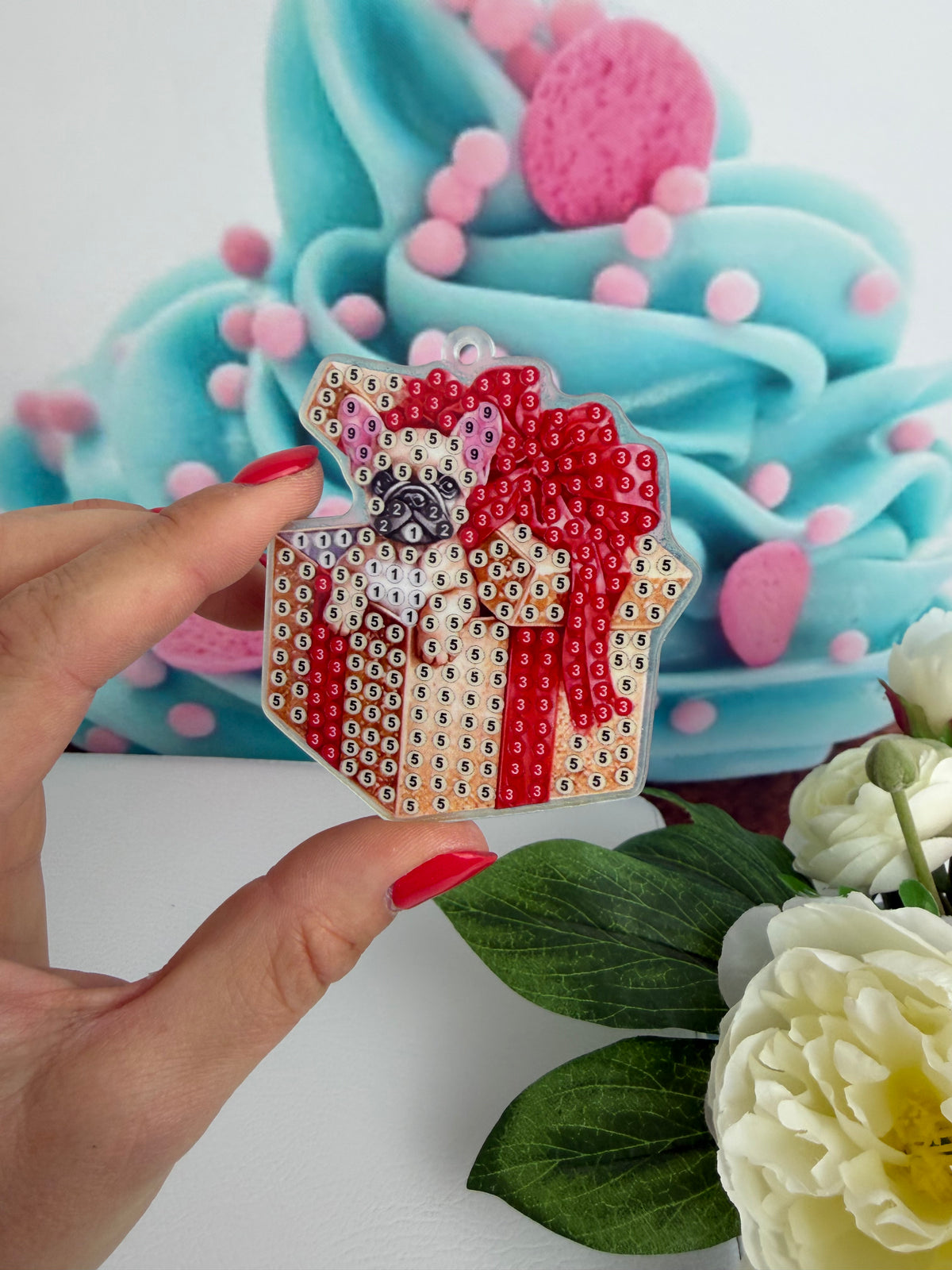Diamond Painting XMAS Schlüsselanhänger "XMAS DOGS" ca 6x7cm (AH943)