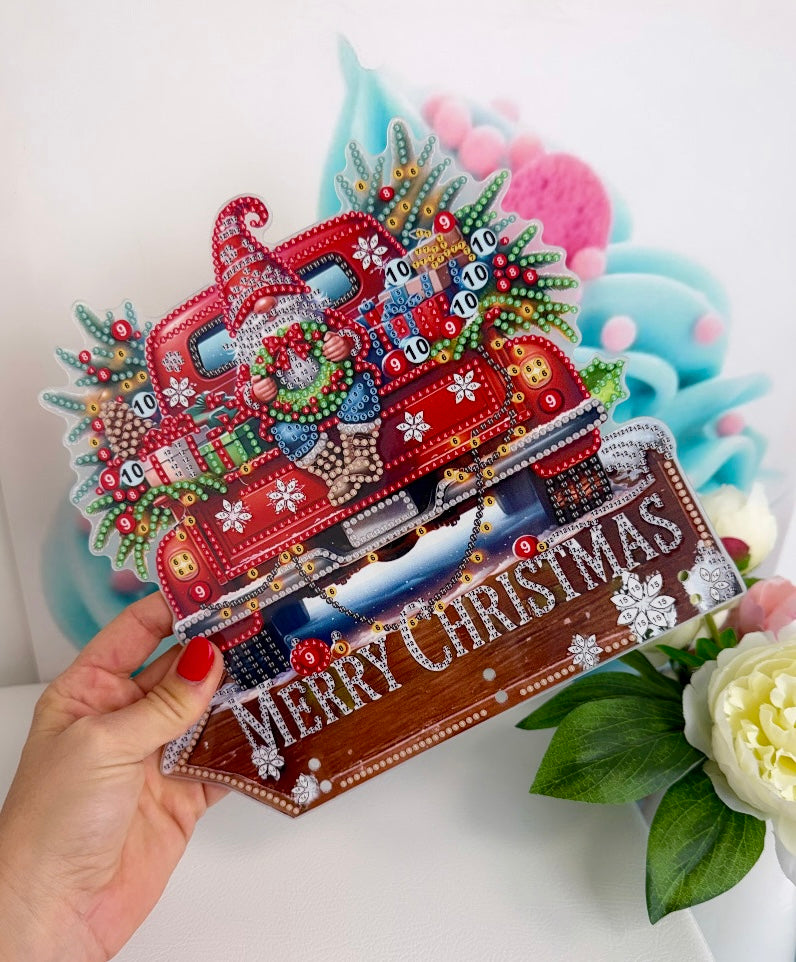 Diamond Painting XMAS Schlüsselbrett "Zwergen-Truck" 23x24cm (AH946)