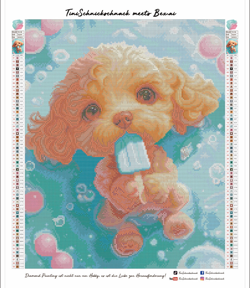 Diamond Painting Bild Hund "Bobby" von AI-Artist Bex.ai 40x50cm (inkl. Fairy Stones)