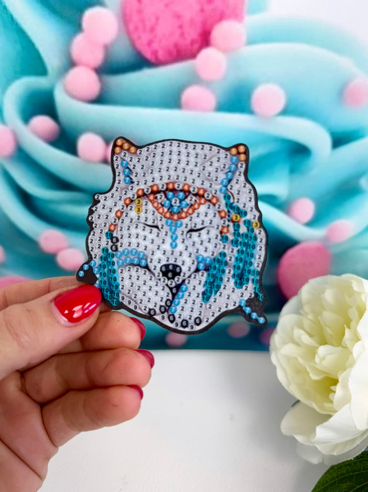 *VORVERKAUF! Diamond Painting Magnete "Schneewölfe" 6Stk