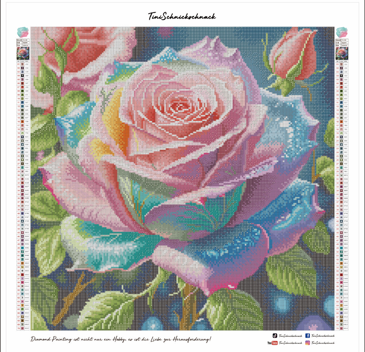 Diamond Painting Bild "Rosentraum" 50x50cm (inkl. Strass) TSS-569