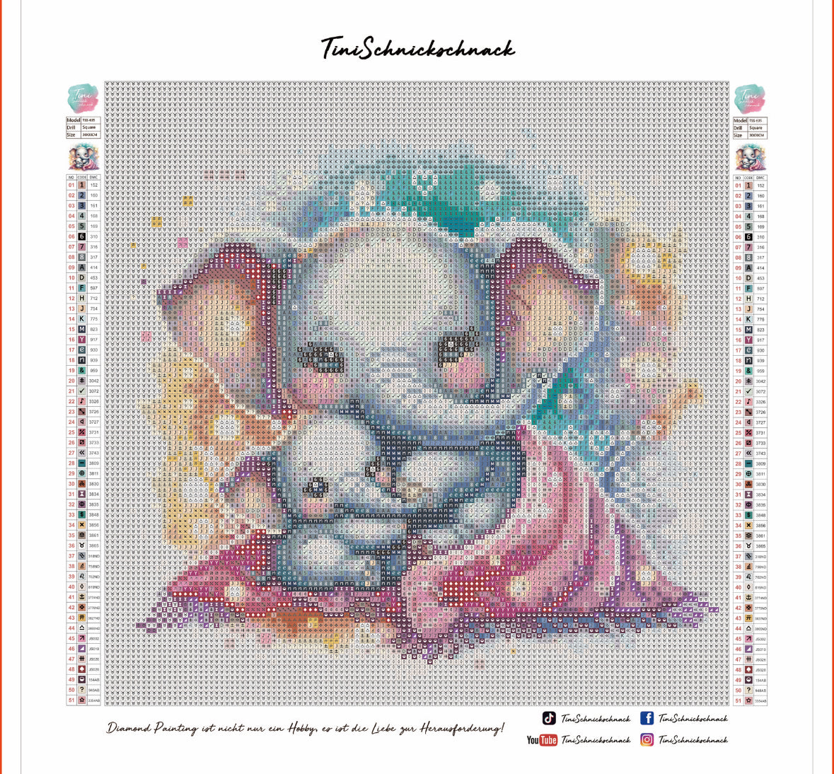 Diamond Painting Bild "Elefantenmama Elli" von Lisa Morgan 30x30cm (inkl. Feenstaub) TSS-635