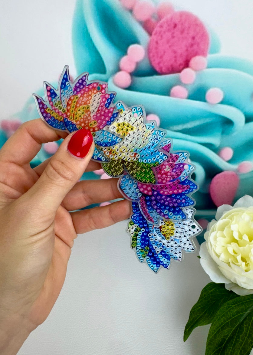 Diamond Painting Schlüsselanhänger "Seerosen & Lotusblüten" 8 Stück Anhänger