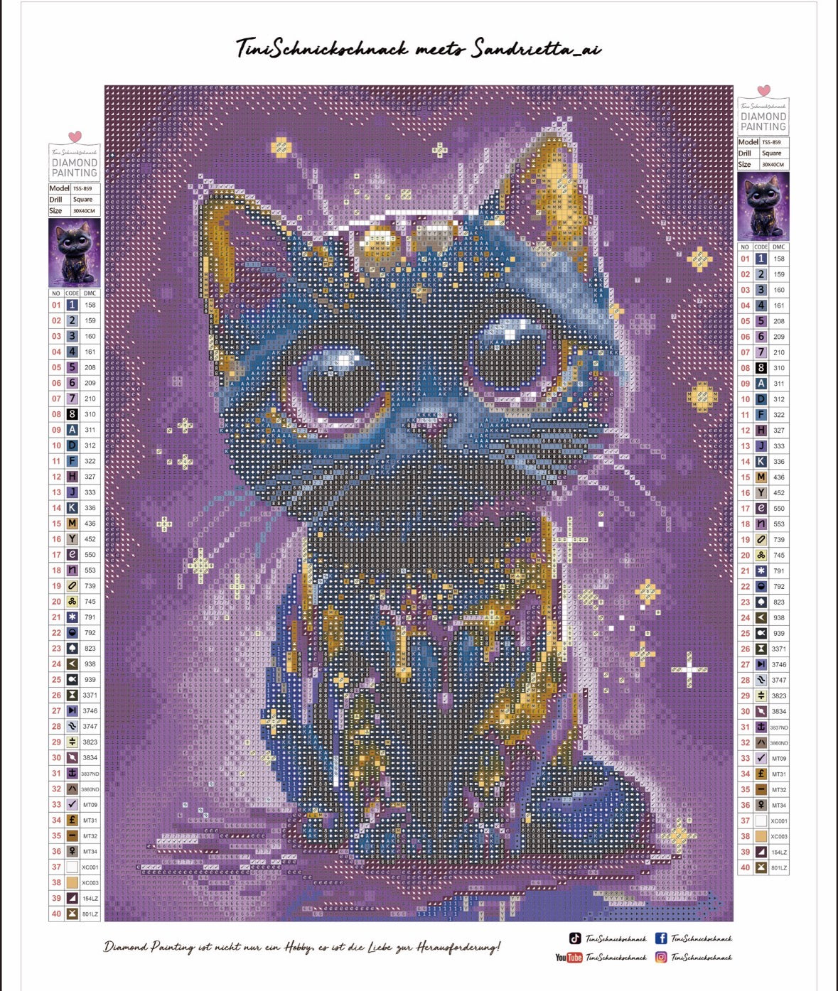 Diamond Painting Bild "Kater Gizmo" von AI-Artist Sandrietta_ai (inkl. Feenstaub) 30x40cm TSS-859