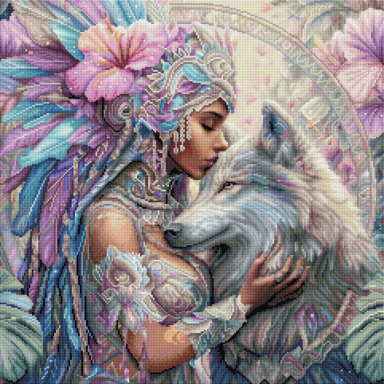 Diamond Painting Bild "Königin der Wildnis" von AI-Artist Sandrietta_ai 60x60cm (inkl. Feenstaub) TSS-780