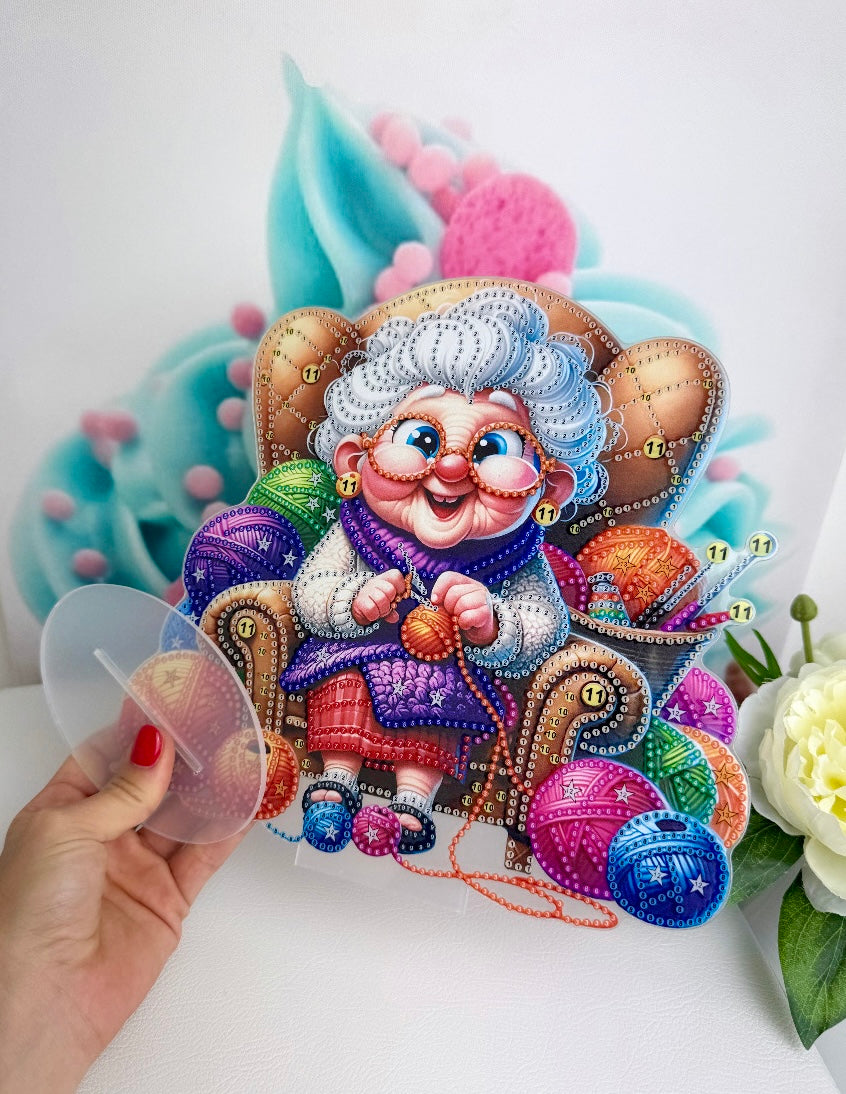 Diamond Painting Aufsteller Oma "Gundel" 23x25cm