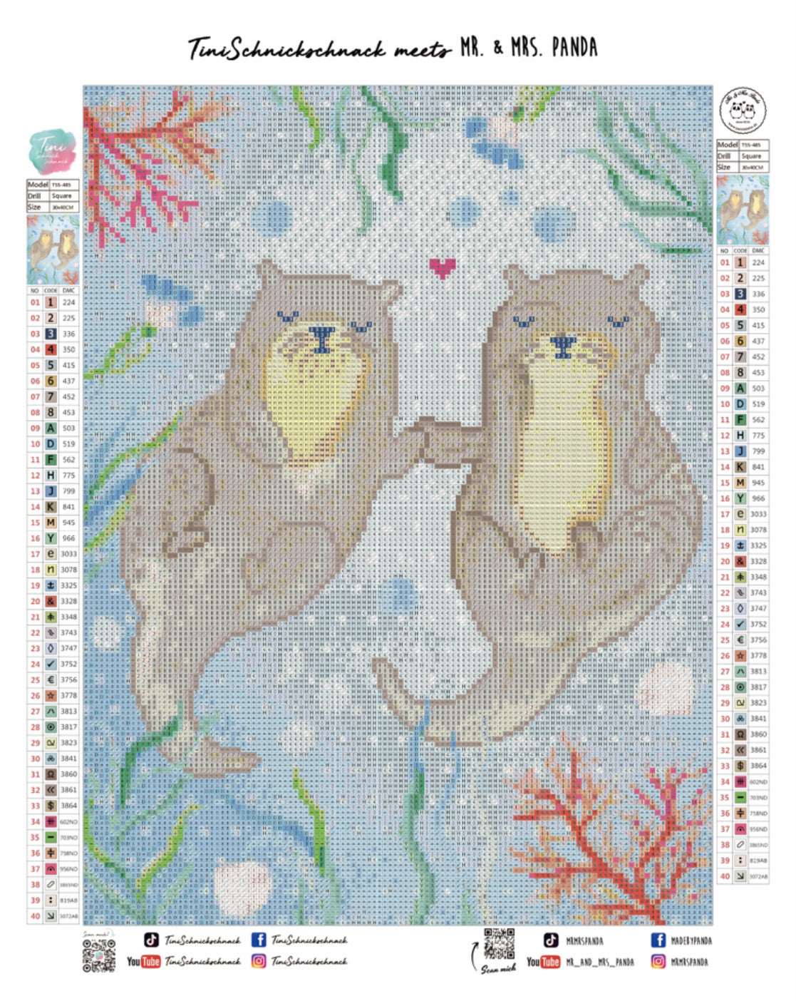 Diamond Painting Bild "Otter-Friends" 30x40cm TiniSchnickschnack meets Mr. & Mrs. Panda TSS-485