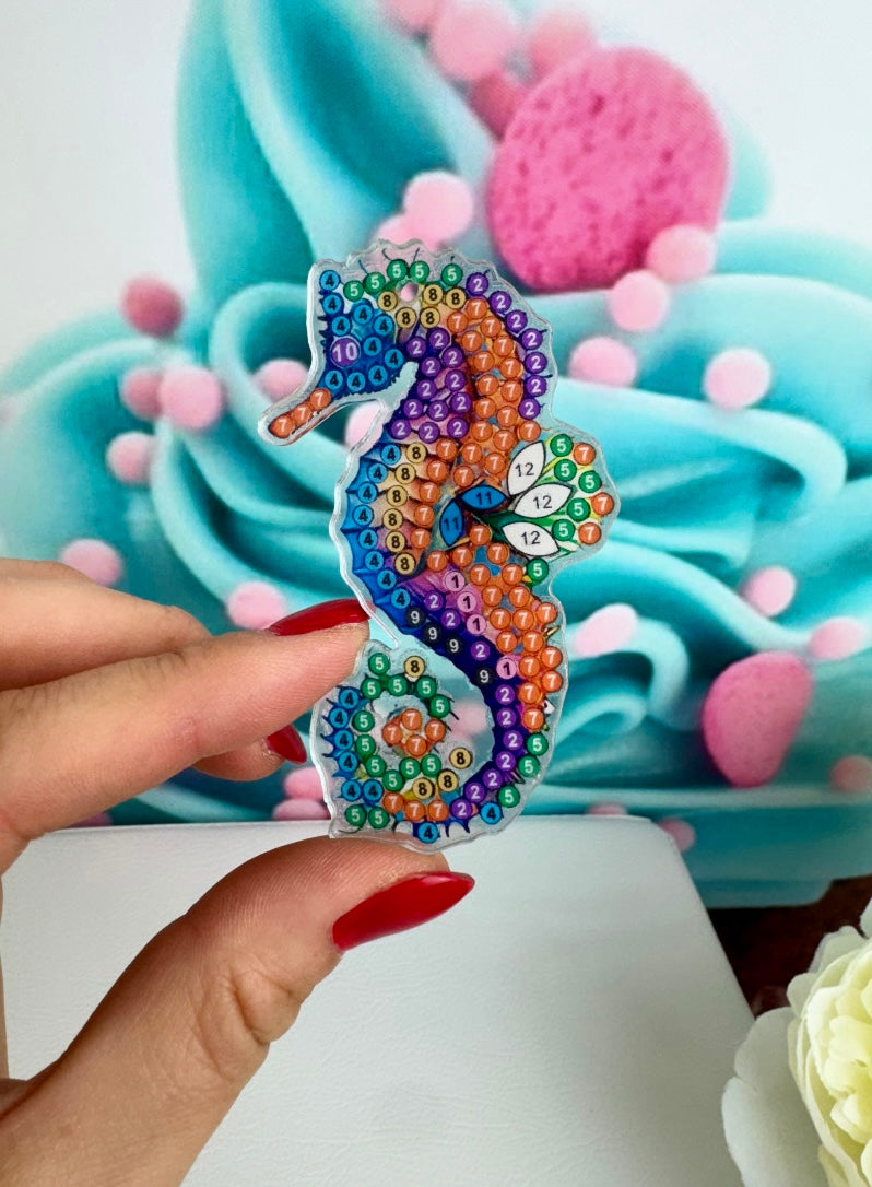 Diamond Painting Schlüsselanhänger "Seepferdchen" 8 Stück Anhänger