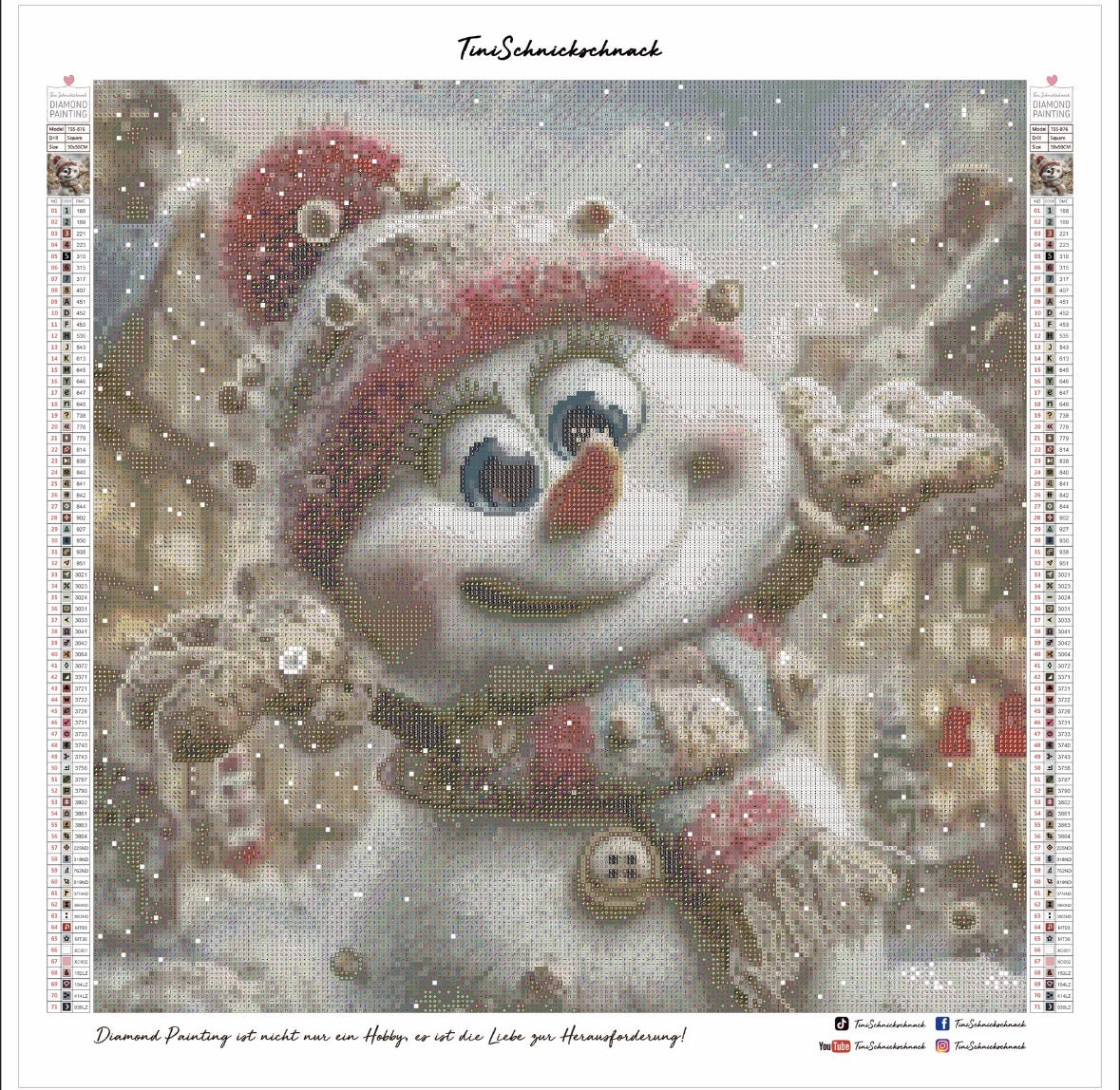 Diamond Painting Bild "Schneemann Snowi`s Wintercharme" von Lisa Morgan 50x50cm (inkl. Feenstaub) TSS-876