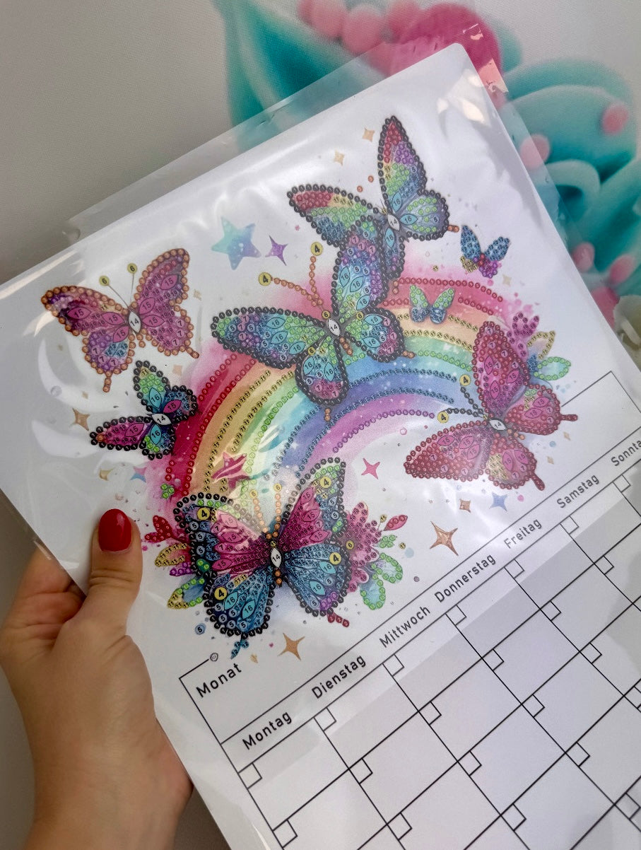 Diamond Painting Magnettafel Kalender "Schmetterlinge" 30x40cm (Monatsplaner)