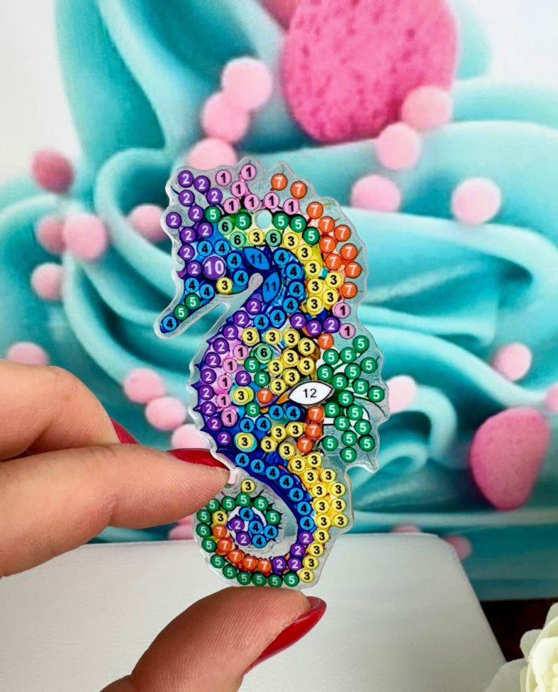 Diamond Painting Schlüsselanhänger "Seepferdchen" 8 Stück Anhänger